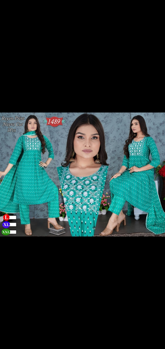 3 pcs pant dupatta kurti sets work nayra cut sets heavy work designer fancy  uploaded by Radha Creation , Maira sales for Readymade items on 6/21/2023