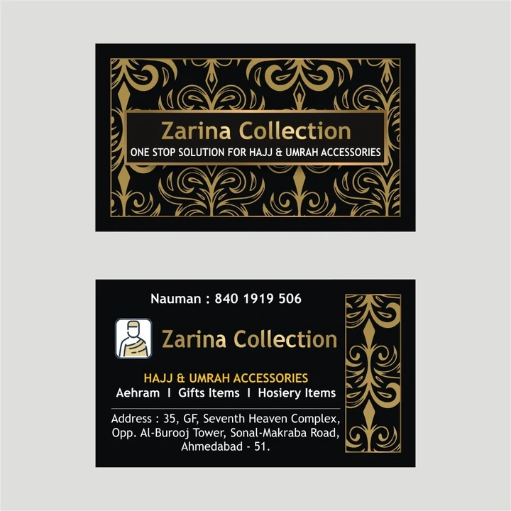 Visiting card store images of Zarina Collection