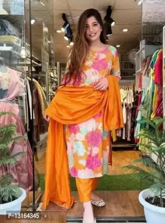 Reliable Printed Rayon Anarkali Kurta with Pant And Dupatta Set uploaded by Shreeji New Fashion on 6/21/2023