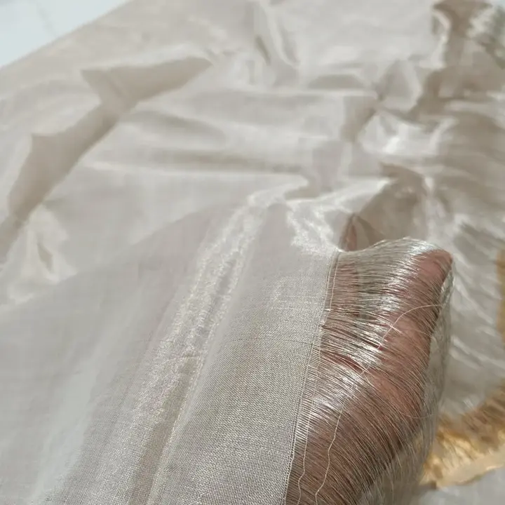 Pure handwoven full tissue chanderi running mtr fabric uploaded by Virasat handloom chanderi on 6/21/2023