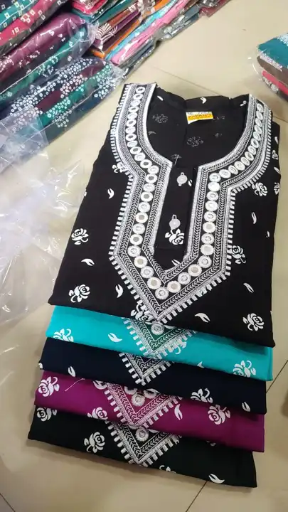 Women's wear pure cotton mangalsutra emb neck pattern uploaded by PAPAN GOWN CENTRE on 6/21/2023