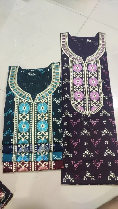 Women's wear pure cotton embratoey neck work pattern  uploaded by PAPAN GOWN CENTRE on 6/21/2023