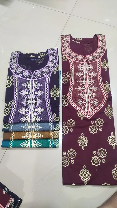 Women's wear pure cotton embratoey neck work pattern  uploaded by PAPAN GOWN CENTRE on 6/21/2023