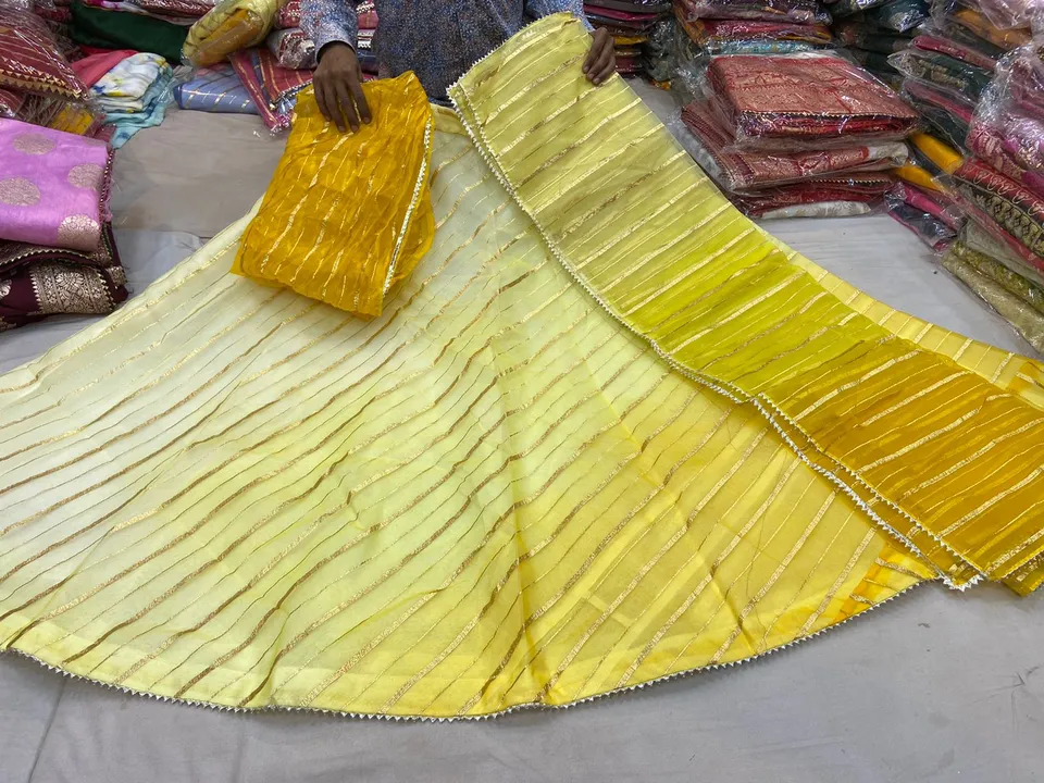 Stock cliyar sale price 
New design launch. 
Fabric organza silk lurex lehnga 
Four die concept Blou uploaded by Gota Patti manufacturing on 6/21/2023