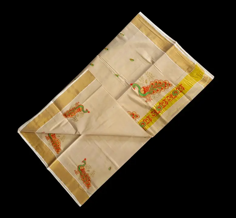 Kerala cotton tissue embroidery work saree  uploaded by SRI AMMAN SAREES MANUFACTURE on 6/22/2023