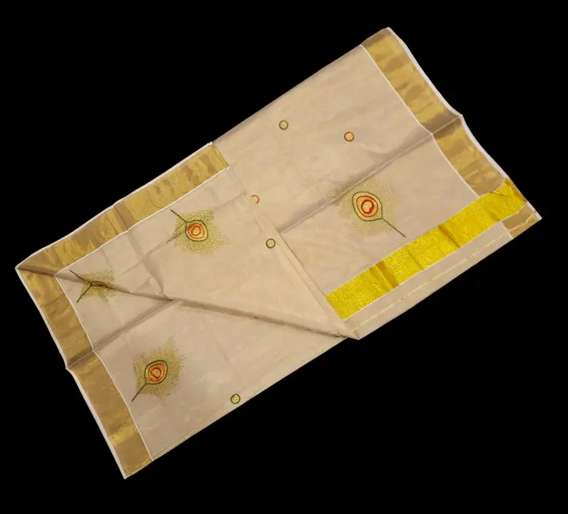 Kerala cotton tissue embroidery work saree  uploaded by SRI AMMAN SAREES MANUFACTURE on 6/22/2023