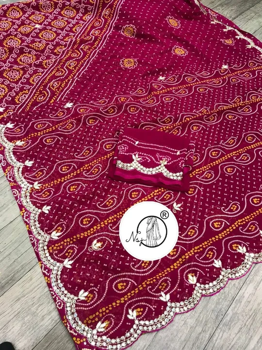 presents exclusive  rai bandej  saree 

such an unique colour and perfect for the party

👉keep shop uploaded by Gotapatti manufacturer on 6/22/2023