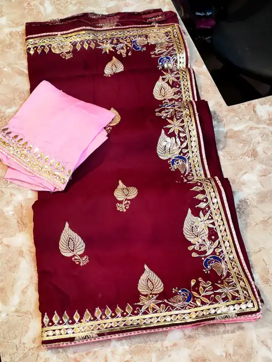 Fabric pure upara silk jari saree 💕with blouse  uploaded by Gotapatti manufacturer on 6/22/2023