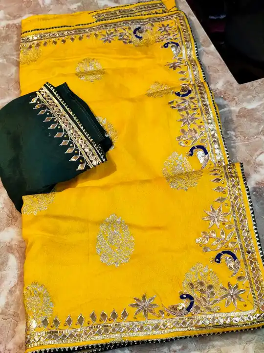 Fabric pure upara silk jari saree 💕with blouse  uploaded by Gotapatti manufacturer on 6/22/2023