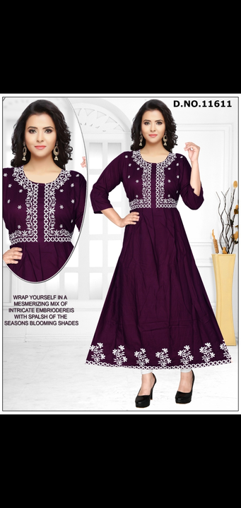 Fancy long ghera embroidey printed kurtis  uploaded by Radha Creation , Maira sales for Readymade items on 6/22/2023