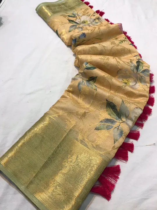 New concept of organza zari sweaving saree with 8 inch gold zari weaved border with  all over anokhi uploaded by Miss Lifestyle on 6/22/2023