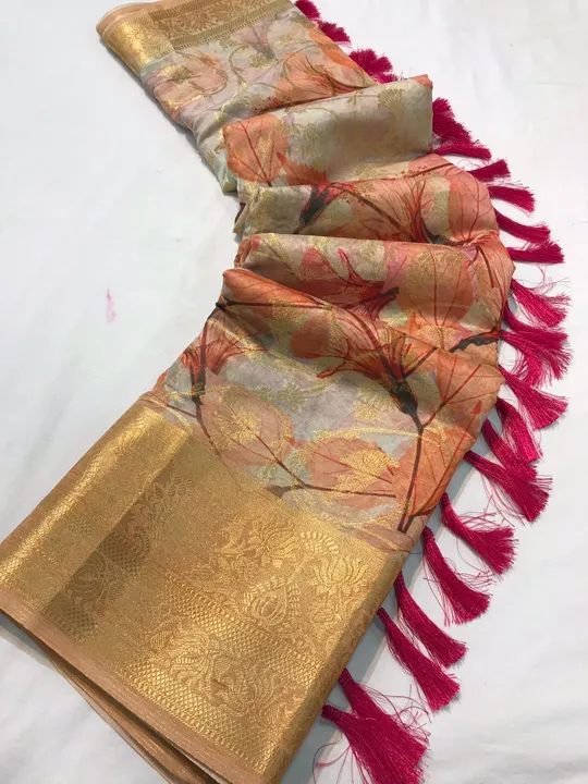 New concept of organza zari sweaving saree with 8 inch gold zari weaved border with  all over anokhi uploaded by Miss Lifestyle on 6/22/2023
