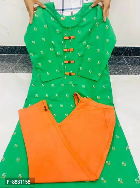 Women Khadi Cotton Printed Straight Kurta With Bottom  uploaded by VAIBHAV COLLECTIONS on 6/22/2023