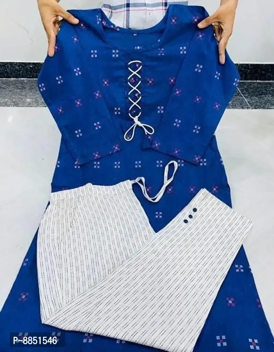 Women Khadi Cotton Printed Straight Kurta With Bottom  uploaded by business on 6/22/2023
