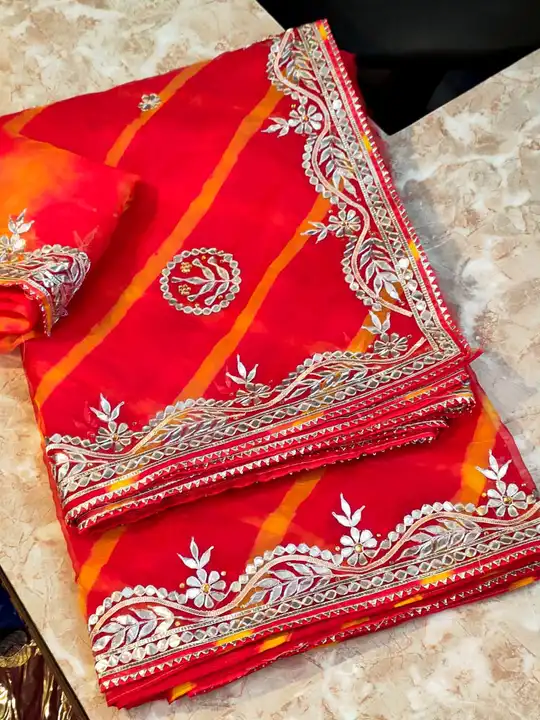 FABRIC oranza fabric hand gotta patti work uploaded by Deepika Designer Saree on 6/22/2023