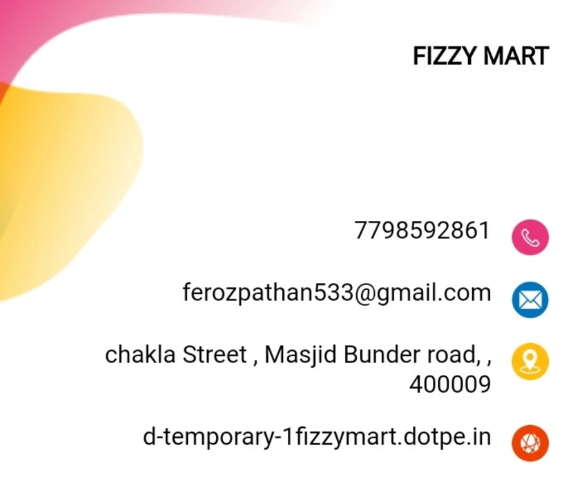 Visiting card store images of FIZZY MART