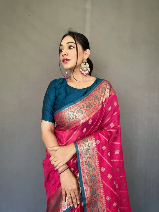 Aura Aaira Rose Linen Saree (Red) in Surat at best price by Textile Export  - Justdial