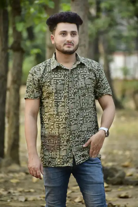 Original Ajrak n crackbatik half shirt length 27 29.. Size 38 to 48  uploaded by SOUGATA HAZRA on 6/22/2023