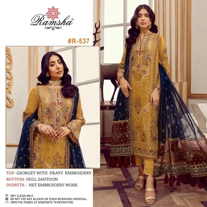 *RAMSHA..PRESENT*

*🌻R-537 🌻*

RATE : - *1400₹*+GST

FABRICS DETAIL:-
TOP:- *GEORGET HEAVY EMBROID uploaded by A2z collection on 6/22/2023