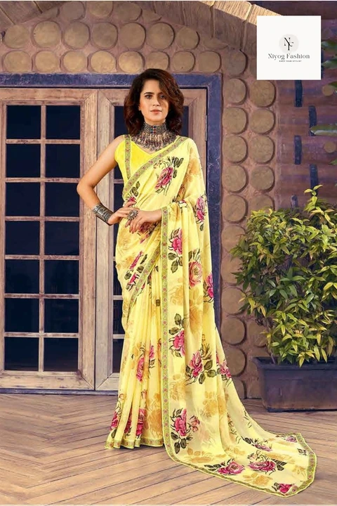 Georgetteprinted saree uploaded by Niyog Fashion on 6/22/2023