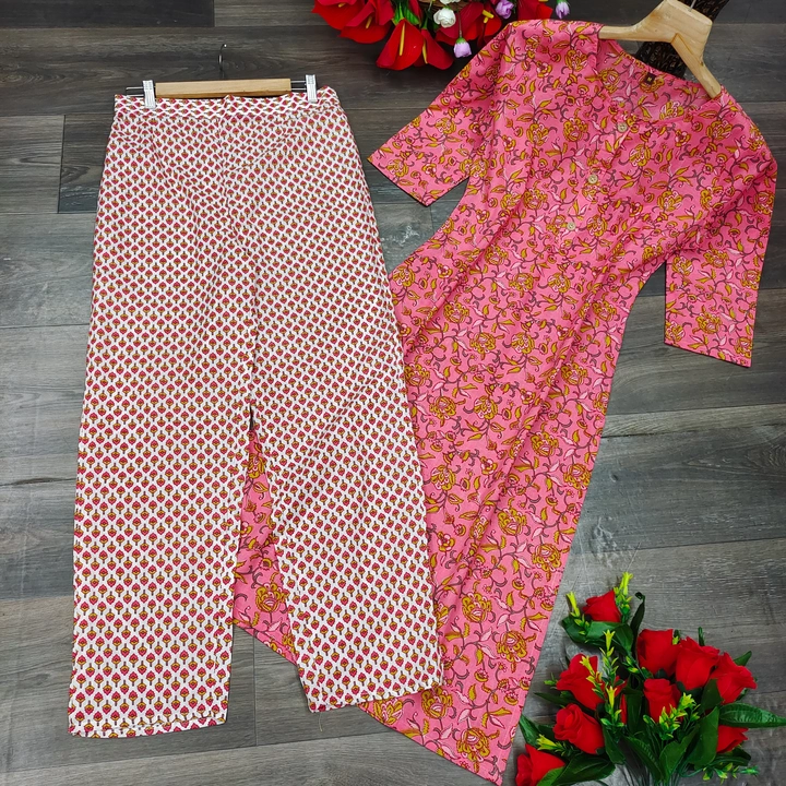 Printed cotton kurti with pant uploaded by business on 6/22/2023