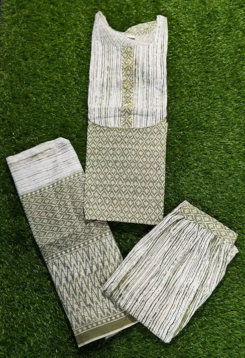 Jaipuri print  cotton fabric Afgani pant kurta with mulmul duptta set uploaded by business on 6/22/2023