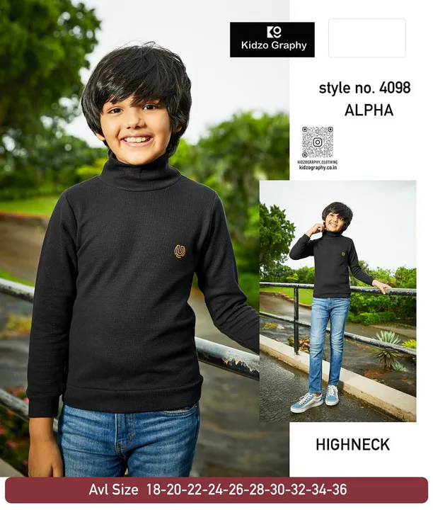 Kidzography Boy's High Neck Boxnet FS Tshirt(4098) uploaded by Amarratva Knitwears Private limited on 6/22/2023