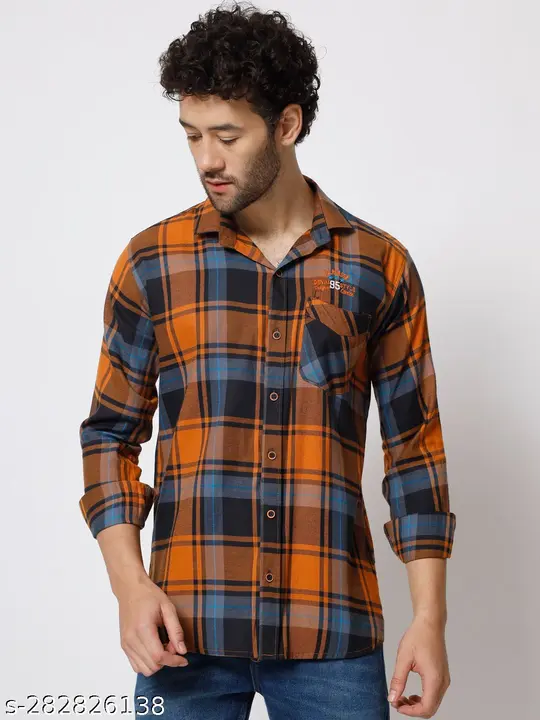 Men polycotton checked stylish single pocket shirt 3 colour  size M L  uploaded by Jaipur Enterprises on 6/22/2023