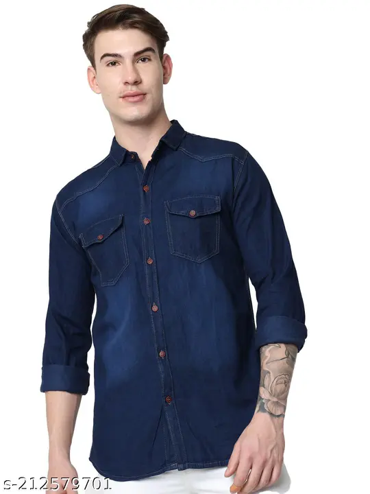 Men Denim Washed Double Pocket Shirt 3 colour all size S M L XL uploaded by business on 6/22/2023
