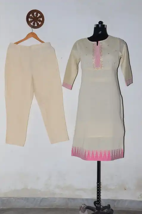 Cotton Chanderi with lining kurti and cotton flex pant set uploaded by business on 6/22/2023
