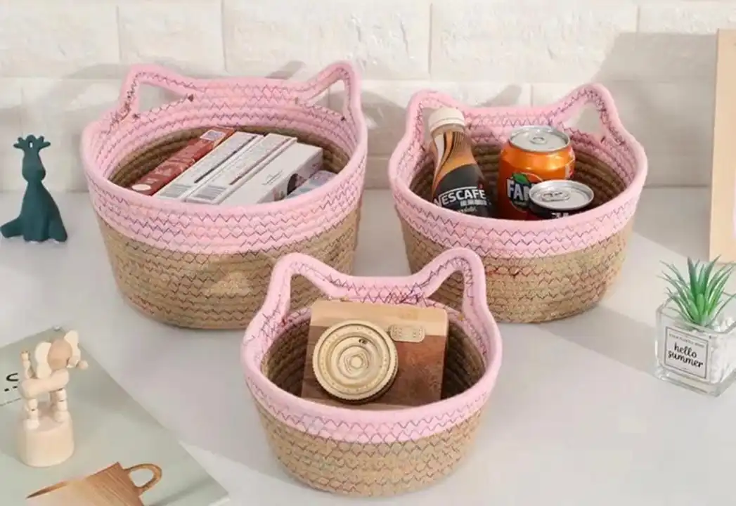 Three pcs cotton basket set uploaded by Handloom kids on 6/22/2023