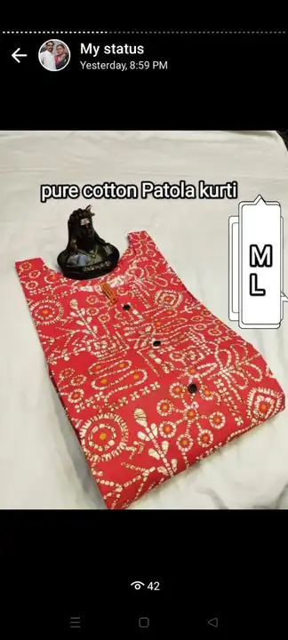Cotton Printed Kurti  uploaded by SHREE HARSIDDHI FASHION on 6/23/2023