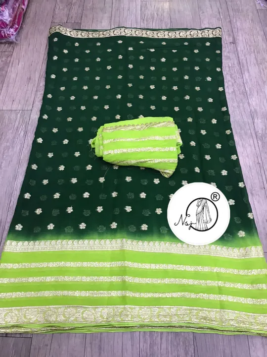 Presents  NEW unique Saree*  

beautiful  colour combination saree for all ladies 

💖original produ uploaded by Gotapatti manufacturer on 6/23/2023