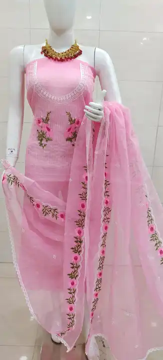 Kota doria embroidery work suit  uploaded by Ansari Handloom on 6/23/2023