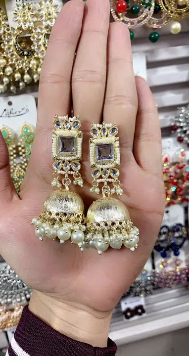 Kundan jhumki earrings  uploaded by Sb designs on 6/23/2023
