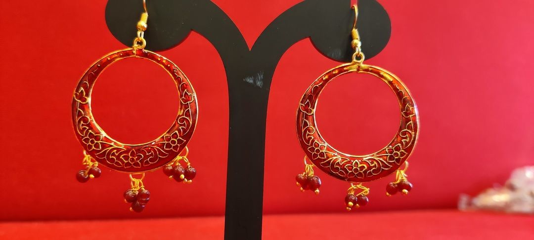 Medium size Meenakari chand bali with 9 Pearl Drops uploaded by Dhanwantri jewels on 3/14/2021