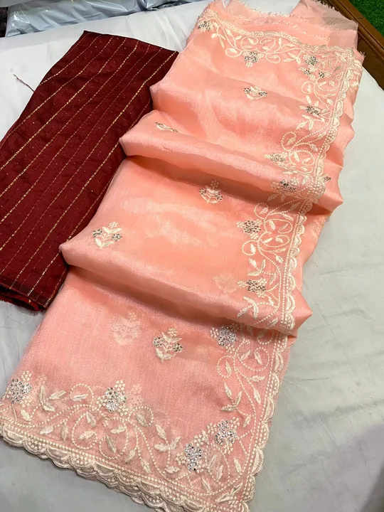 
*KHADI ORGANZA* WITH WHITE CUT WORK WITH WHITE STONE DIAMOND
 uploaded by ShopiStyle on 6/23/2023