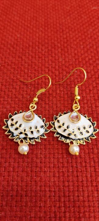Meenakari & kundan earring with single pearl drop uploaded by Dhanwantri jewels on 3/14/2021