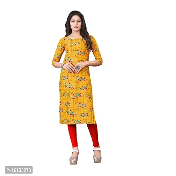 Amar Fashion Yellow Color Crepe Fabric Flower Print Casual Wear Kurti(AF_FLR_YL,Yellow) uploaded by business on 6/23/2023