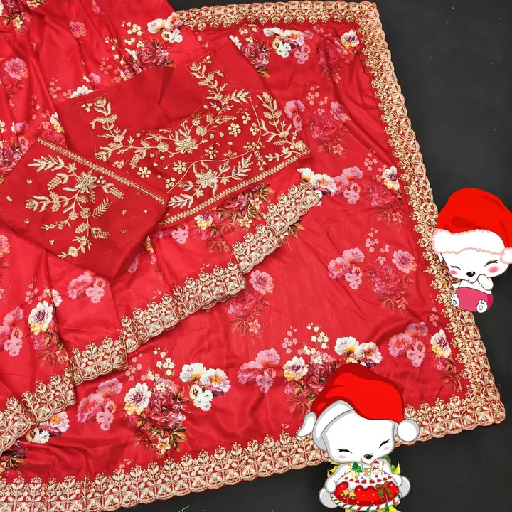 SAREES:- SOFT VICHITRA SILK WITH DIGITAL PRINT AND EMBROIDERY SEQUENCE + CODIN WORK ON BORDER* uploaded by NIVA CREATION on 6/23/2023