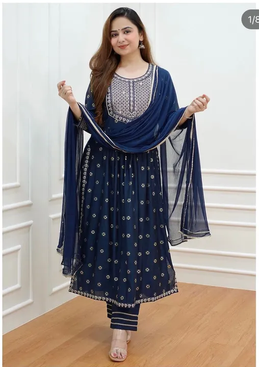 Nayra cut kurti with pant and dupatta set  uploaded by business on 6/23/2023