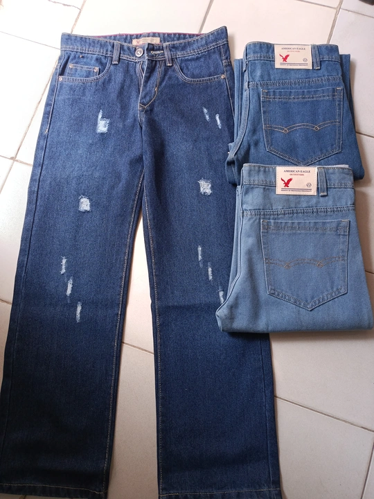Crazy blue men's straight torn jeans  uploaded by Krishna knitwears on 6/23/2023