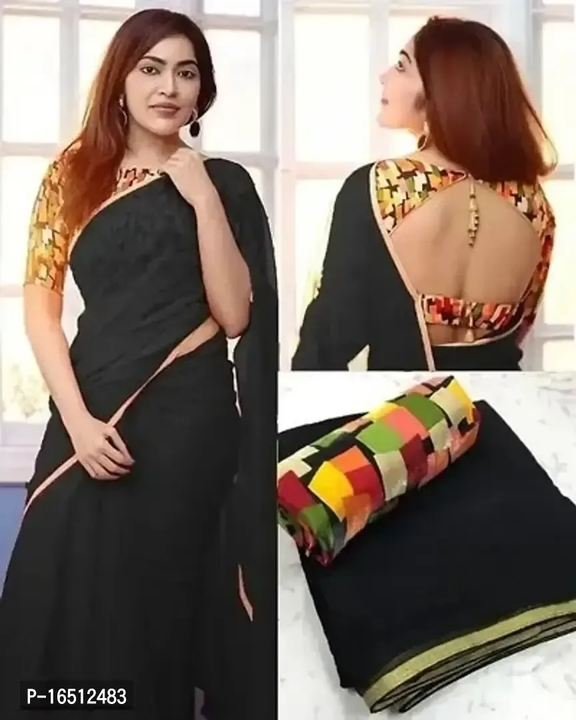 Georgette Saree With Multicoloured Blouse uploaded by Kalpana Enterprises on 6/23/2023