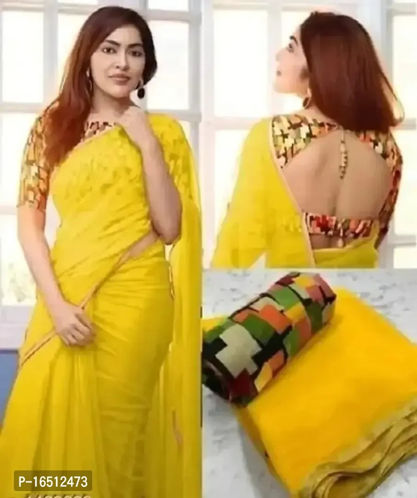 Georgette Saree With Multicoloured Blouse uploaded by Kalpana Enterprises on 6/23/2023