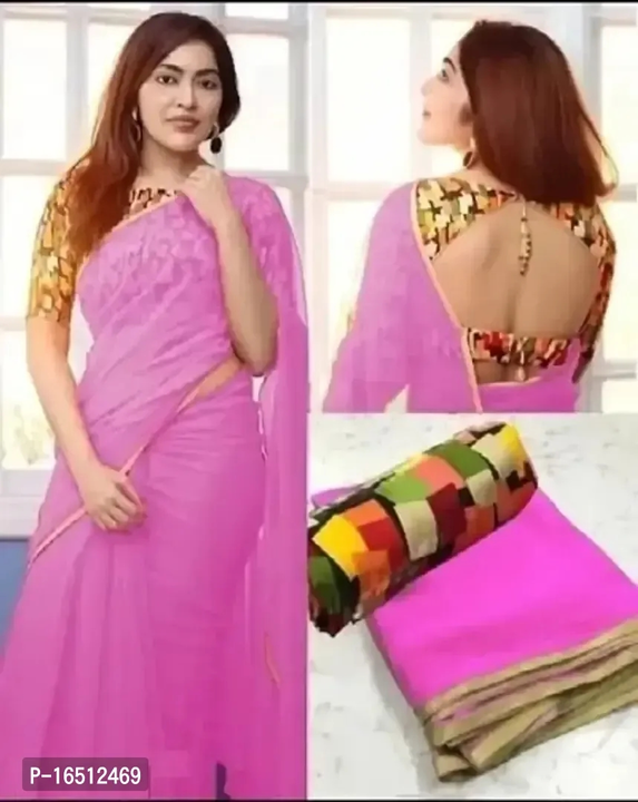 Georgette Saree With Multicoloured Blouse uploaded by Raj Garments on 6/23/2023