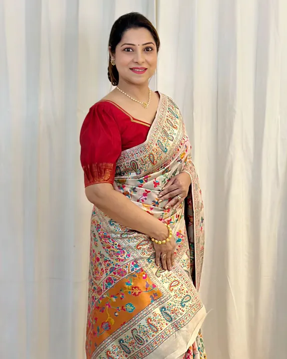Kashmiri Pashmina Cotton Silk saree  uploaded by Krisha Enterprise on 6/23/2023