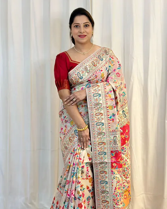 Kashmiri Pashmina Cotton Silk saree  uploaded by Krisha Enterprise on 6/23/2023