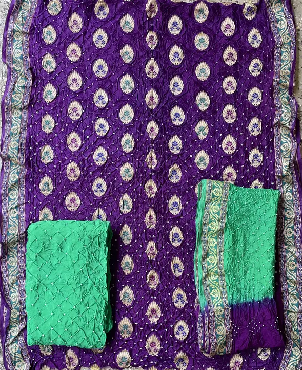 Gadhwal silk Bandhani unstitched suit  uploaded by Jayshree creation on 6/23/2023