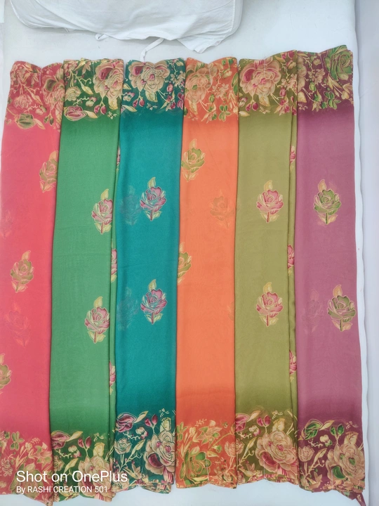 Printed saree  uploaded by Rashi Creation on 6/23/2023