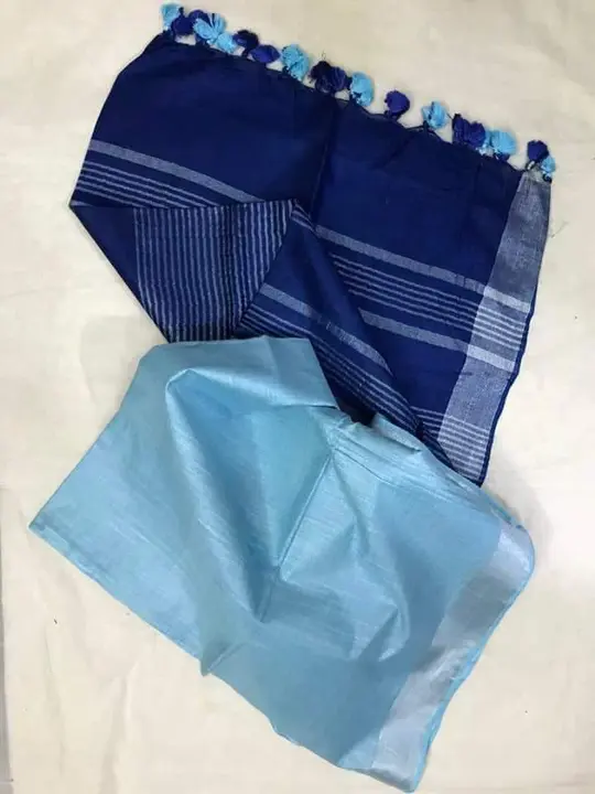 🥻Cotton slub sarees with blouse piece uploaded by Linen Saree Hub on 6/23/2023